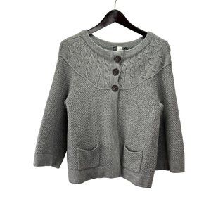 SAKS 5TH AVE Threads 100% Merino wool Grey Crop Cardigan Sweater, women’s size X